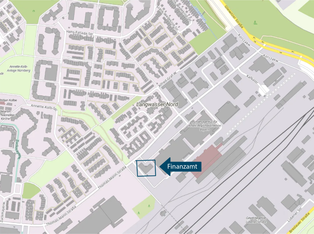 Lageplan Thomas-Mann-Straße Nürnberg
